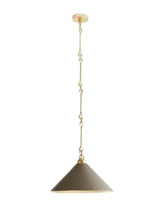 a light that is hanging from the ceiling with chain attached to it's side