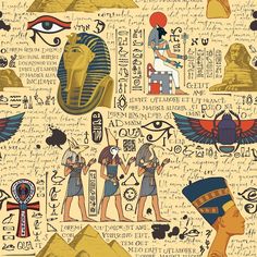 an egyptian themed wallpaper with egyptian symbols