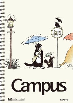 a book with an image of cats and dogs under umbrellas