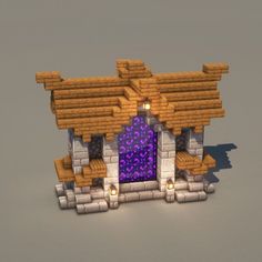 a house made out of bricks with a purple door