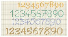 a cross stitch pattern with the numbers and letters for each letter in different colors on it