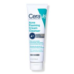 Acne Foaming Cream Cleanser with 4% BPO for Acne Prone Skin - ACNE FOAMING CREAM CLEANSER 5.0OZBenefitsUnique foaming cream face wash formula with benzoyl peroxide, hyaluronic acid and niacinamide works to gently remove dirt and excess oil without leaving skin feeling stripped of moistureHelps clear pimples, whiteheads and blackheads without dryness or flakingHelps prevent new acne from formingAllows blemishes to healHelps maintain the skin barrier with three essential ceramidesFeatures soothing Exfoliate Face Products, Acne Foaming Cream Cleanser, Clear Pimples, Cerave Cleanser, Pimples Under The Skin, Acne Face Wash, Natural Acne Remedies, Acne Cleansers, Cream Face