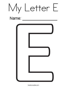 the letter e is for f coloring page with black and white letters, including an uppercase