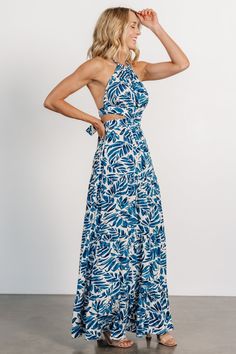 Natural Print, Navy Print, Halter Maxi Dress, Halter Maxi, Halter Maxi Dresses, Down South, Halter Neckline, Cup Size