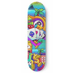 Cali Beach Fun Doodle - 1 Piece Skateboard Wall Art