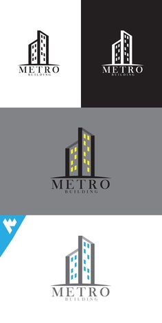 the metro building logo is shown in four different colors