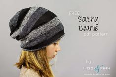 HeidiandFinn modern wears for kids: Slouchy Beanie hat - FREE pattern for kids clothes week Slouchy Beanie Pattern, Beanie Hat Pattern, Hat Patterns To Sew, Slouchy Beanie Hat, Kids Beanies, Fabric Purses, Sewing Projects For Kids, Beanie Pattern, Slouchy Beanie