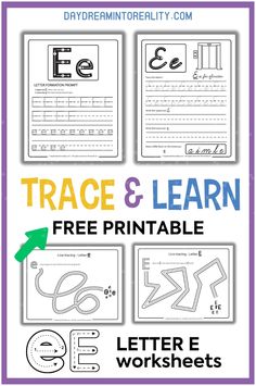 trace and learn printable worksheets for kids to practice letter e with their handwriting