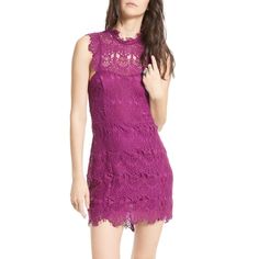 Intimately Free People “Daydream” Lace Mini Dress In Magenta. Slim, Bodycon Fit. Big Cut Out In Back With High Collar. Very Well Lined. New With Tag! Perfect For: Spring/Summer Fashion, Date Night, Girls Night Out, Cocktail Parties, Wedding Guest Flirty Purple Sleeveless Mini Dress, Purple Lace Mini Dress For Party, Feminine Purple Mini Dress For Night Out, Purple Feminine Dress For Date Night, Feminine Purple Dress For Date Night, Sleeveless Purple Mini Dress For Date Night, Elegant Purple Lace Mini Dress, Purple Sleeveless Feminine Dress, Feminine Fitted Purple Mini Dress