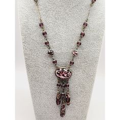 Antique Art Deco Purple Czech Glass & Wedding Cake Dangle Pendant Necklace Antique Jewelry From The Art Deco Era Features A Rare Purple Necklace With Glass Wedding Cake Dangles. Some Of The Beads Caps Have A Powdery Tone To Them. Measurement: Chain 15'', Pendant 3'' Condition: Good Vintage Era: Circa 1920's Signed: Unmarked Please Look At All The Photos, As They Are Part Of The Description. I Try My Best To Point Out Any Flaws. Also Please Remember This Is A Preloved Piece And May Show Signs Of 1920s Necklace, Glass Wedding, Necklace Antique, Purple Necklace, Art Deco Era, Antique Art Deco, Bead Caps, Remember This, Antique Art