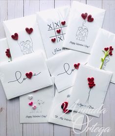 valentine's day cards with hearts and flowers on them