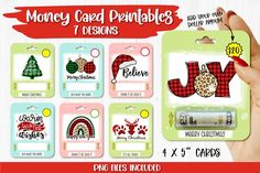 a package of christmas cards with the words money saved printables