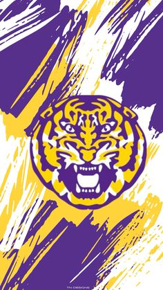 the lsu tigers logo is shown in purple and yellow