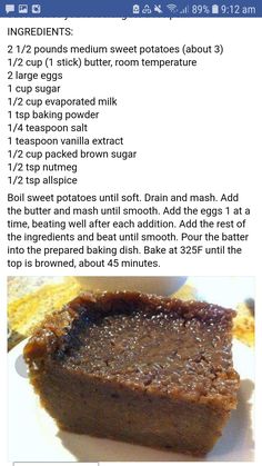 a recipe for brownies on a plate