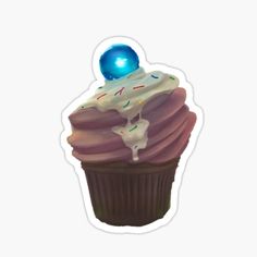 a cupcake with frosting and sprinkles on it sticker is shown