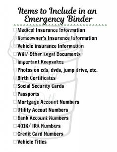 Emergency Preparedness Binder, Emergency Checklist, Family Emergency Binder, Estate Planning Checklist, Emergency Binder, Life Binder, Family Emergency