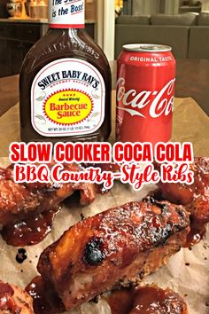 SLOW COOKER COCA COLA BBQ COUNTRY STYLE RIBS (COKE RIBS) Crock Pot Ribs With Coke, Coke Cola Recipes Meat, Instant Pot Ribs With Coke, Crockpot Coke Ribs, Ribs In Crockpot With Coke, Coca Cola Ribs Crockpot, Slow Cooker Ribs With Coke, Crockpot Ribs With Coke, Country Ribs Crock Pot