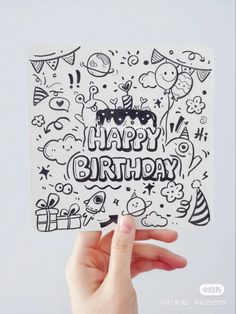 Birthday Doodle Art, Bday Doodles, Birthday Drawing Ideas Art, Happy Birthday Sketch, Doodle Happy Birthday, Doodle Art Ideas, Happy Birthday Doodles, Birthday Doodle