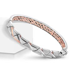 Platinum Kada, Bangles & Bracelets by Jewelove Men of Platinum The Kada is made in 95% pure platinum with 18K Rose Gold and hallmarked with Pt 950 & 18K for platinum purity Metal : Platinum & 18K Rose Gold Platinum Purity : 95%  Gold Purity : 18K   Purity Mark : Pt 950 & 18K  Estimated Weight : 40 grams  Certificate of Authenticity : Platinum Guild International Gold And Platinum Kada For Men, Platinum Mens Bracelet, Platinum Bracelets For Men, Kada For Men, Cartier Mens Bracelet, Mens Bracelet Gold Jewelry, Kada Bangles, Platinum Bracelet, Diamond Bracelet Design