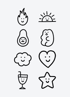 the icons are drawn in black and white