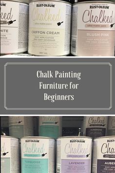 chalk painting furniture for beginners on display in a store with text overlaying the image