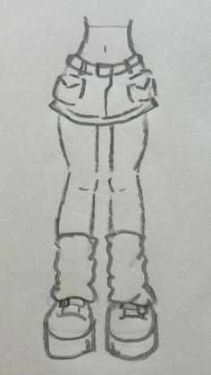 a drawing of a person in overalls and shoes with their hands on their hips