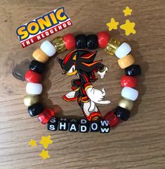 Sonic Bracelet Ideas, Sonic Bracelet, Sonic Kandi, Sonic Perler Beads, Pulseras Kandi, Kandi Inspo, Shadow Sonic