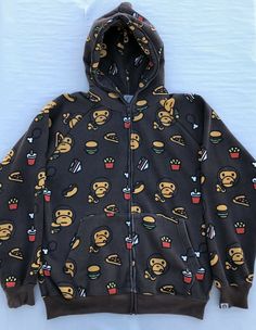 Fake Bape Hoodie, Bape Zip Up Hoodie, Bape Milo, Bape Shirt, Baby Milo, Brown Hoodie, Hoodie Aesthetic