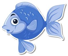 a blue fish sticker on a white background