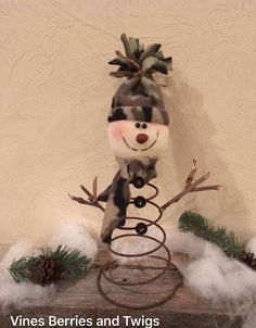 a snowman with a hat and scarf on