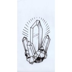 an ink drawing of three crystals