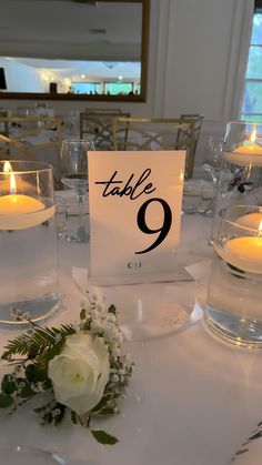 a table with candles and flowers on it for a wedding or special event to be attended