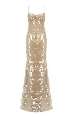 Gwyneth Paillette-Sequined Gown By The New Arrivals Ilkyaz Ozel | Moda Operandi Sheer Sequin Dress, Fancy Elegant Dresses, Dopamine Dressing, Metallic Pumps, Retro Glamour, Gold Sequin Dress, Mood Boosters, Costume Intero, Tulle Gown