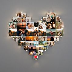 a heart shaped photo collage made up of photos