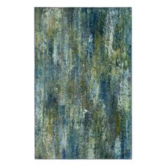 an abstract rug with blue and green colors