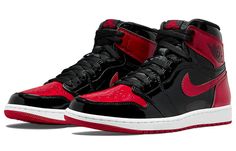 Air Jordan 1 Retro High OG 'Patent Bred' 555088-063 - KICKS CREW Black Patent Leather Sneakers With Red Sole, Nike Air Jordan 8, Jordan Retro 1, Jordan 1 High Og, Magic Johnson, Larry Bird, Air Jordan 1 Retro High Og, Nike Dunk High, Air Jordan 1 Retro High