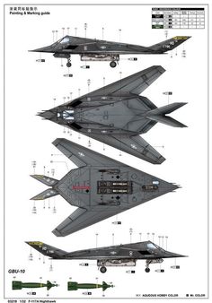 an image of a fighter jet cut out in three different sizes, with the details shown below