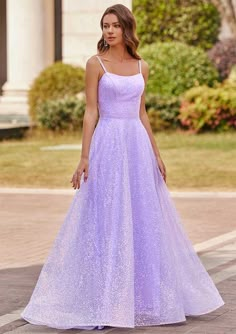 Prom Dresses Light Purple, Square Neckline Prom Dress, Light Purple Prom Dresses, Purple Prom Dress Long, Light Purple Prom Dress, Prom Dress Cute, Kids Formal Dresses, Prom Dress With Pockets, Long Sleeve Homecoming Dress