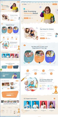 the website design is designed to look like it has many different colors and shapes, including blue