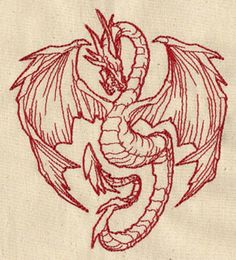 a drawing of a dragon on a piece of cloth