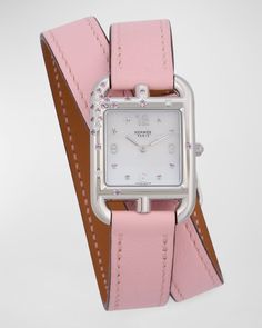 Hermes Watch, Chanel Watch, Hermes Jewelry, Pink Watch, Fancy Jewellery Designs, Hermes Accessories, Amazing Watches, Designer Watches, Diamond Jewelry Designs