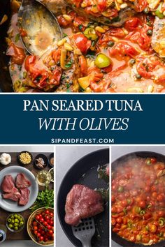 pan seared tuna with olives and tomatoes is an easy dinner recipe that's ready in less than 30 minutes