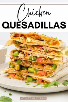 Chicken Quesadillas Shredded Chicken Quesadilla Recipe Easy, Chicken Quesadillas Easy, Easy Chicken Quesadilla Recipe, Texmex Recipes, Quesadilla Recipes Easy, Crunchy Vegetables, Chicken Quesadilla Recipe, Shredded Chicken Tacos, Homemade Salsa Recipe