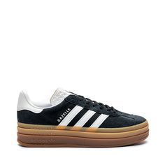 Womens adidas Gazelle Bold Athletic Shoe - Core Black / Cloud White Black Suede Adidas Sneakers, Adidas Leather Platform Sneakers For Streetwear, Adidas Logo Leather Lace-up Platform Sneakers, Adidas Low-top Leather Platform Sneakers, Adidas High-top Leather Platform Sneakers, High-top Leather Platform Sneakers With Adidas Logo, Adidas Gazelle Bold Black, Adidas Platform Sneakers With Contrast Sole For Sports, Low-top Suede Sneakers With Three Stripes