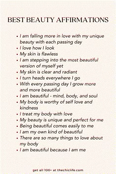 List of Best Beauty Affirmations Glowing Skin Affirmations, Manifestation For Clear Skin, Affirmation For Beauty, Physical Beauty Affirmations, Beauty Manifestation, Beautiful Manifestation, Manifest Beauty, Manifest Happiness