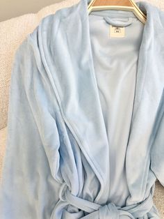 Robes are true to size model is wearing a size M/L Cute Bathrobe, Dream Hotel, Light Blue Shoes, Bath Robes, Dream Hotels, Blue Dream, L And Light, Clothing Logo, Logo Collection