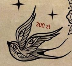 a drawing of a bird with stars in the background and another bird flying above it