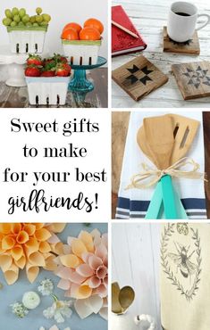 the words do it yourself gifts for girlfriends are shown above pictures of kitchen utensils