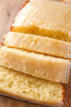 slices of lemon bread on a cutting board