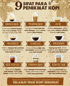 a poster with different types of coffee